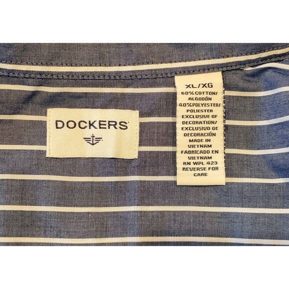 Dockers Men's Long Sleeve Shirt Size XL Blue Striped Casual Button Down EUC - Picture 3 of 3